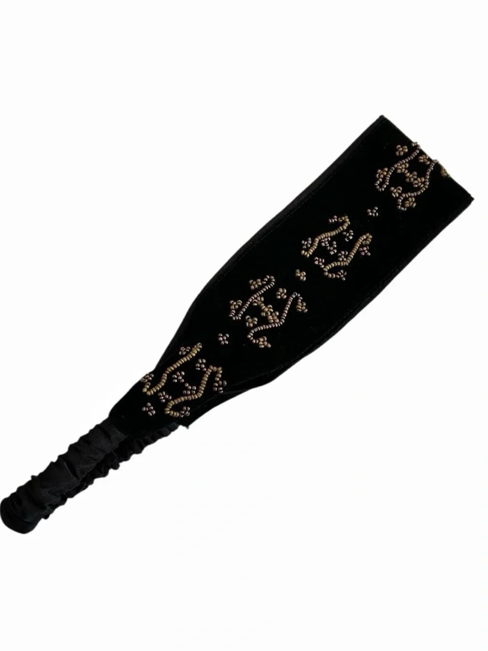Black Embellished Velvet Wide Headbandy